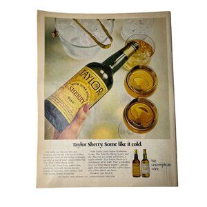 1968 Taylor Sherry Wine Full Page Vintage Print Ad Original u